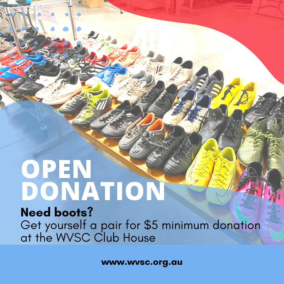 Need boots? Open Donation… WODEN VALLEY SOCCER CLUB CLUB
